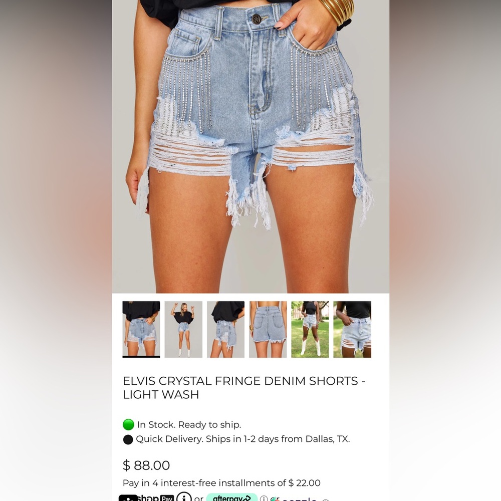 Buddy Love Rhinestone Shorts - Picture 4 of 4